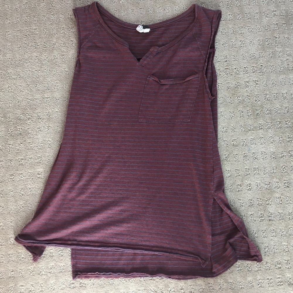 Purple and blue striped muscle tee